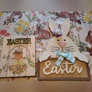 2) NWPT EASTER BUNNY WALL HANGING. EXCELLENT DECOR FOR THE SEASON